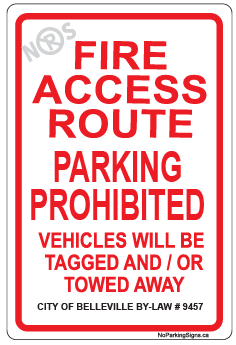 BELLEVILLE Fire Route Sign