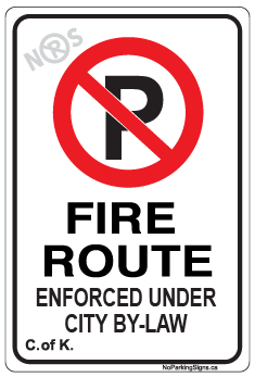 Kitchener-fire-route-sign
